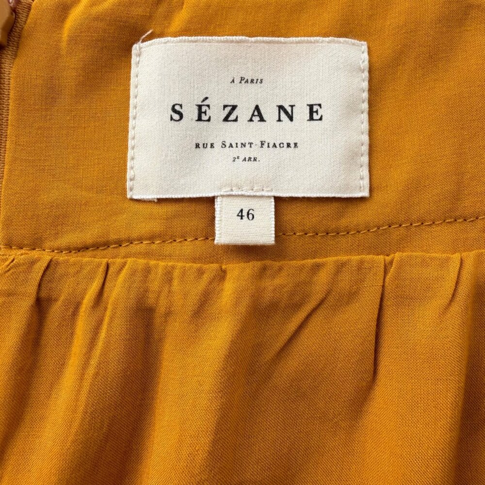 Sezane Carolina Mustard Yellow Polka Dot Ruffled Mini Skirt Size 46 NWOT - Picture 5 of 12